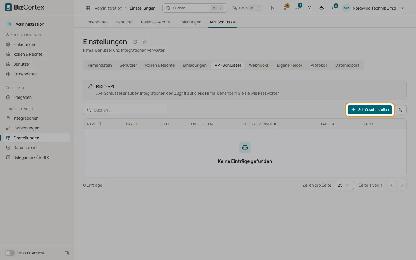 API Schlüssel
