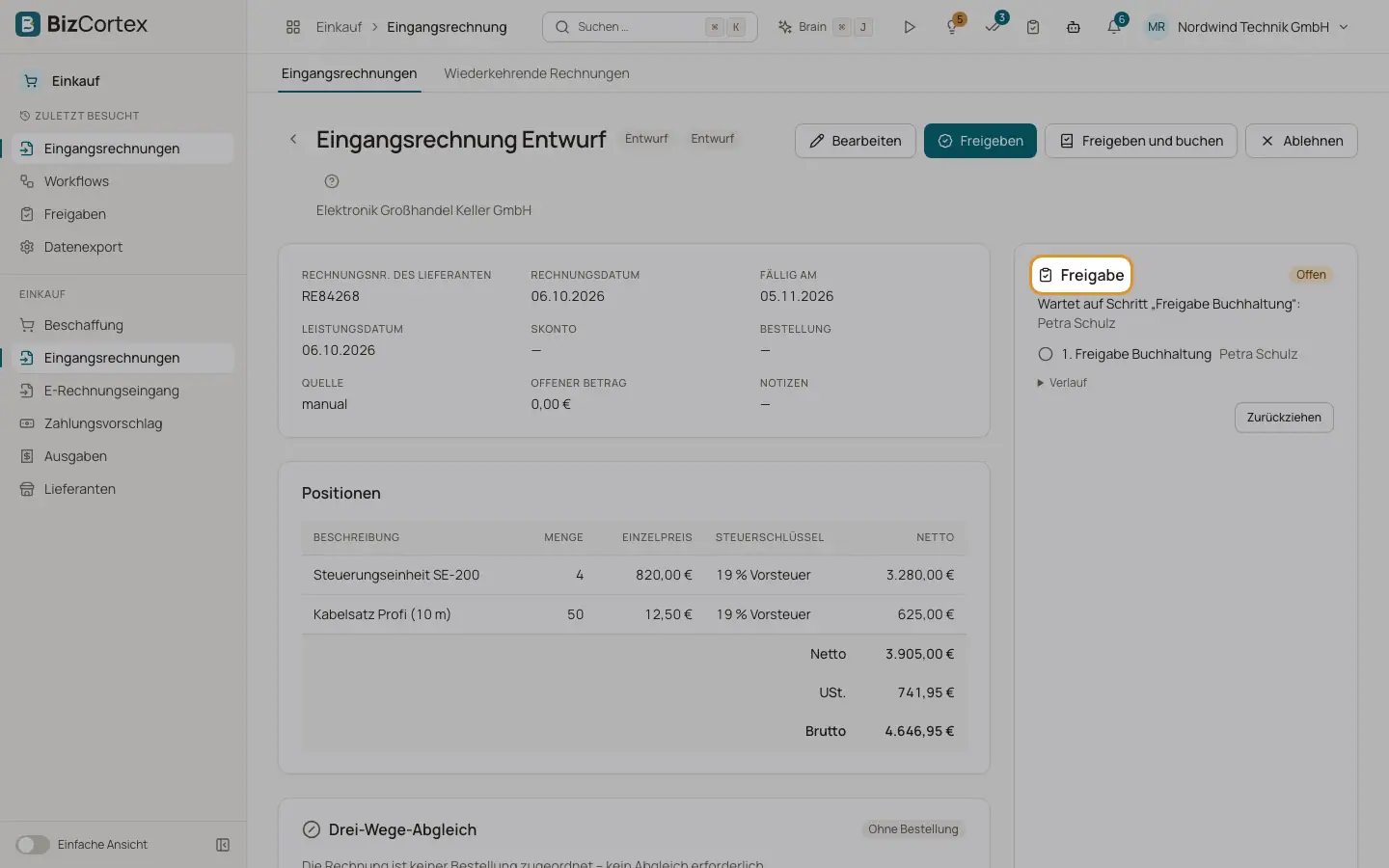 Freigaben an Belegen