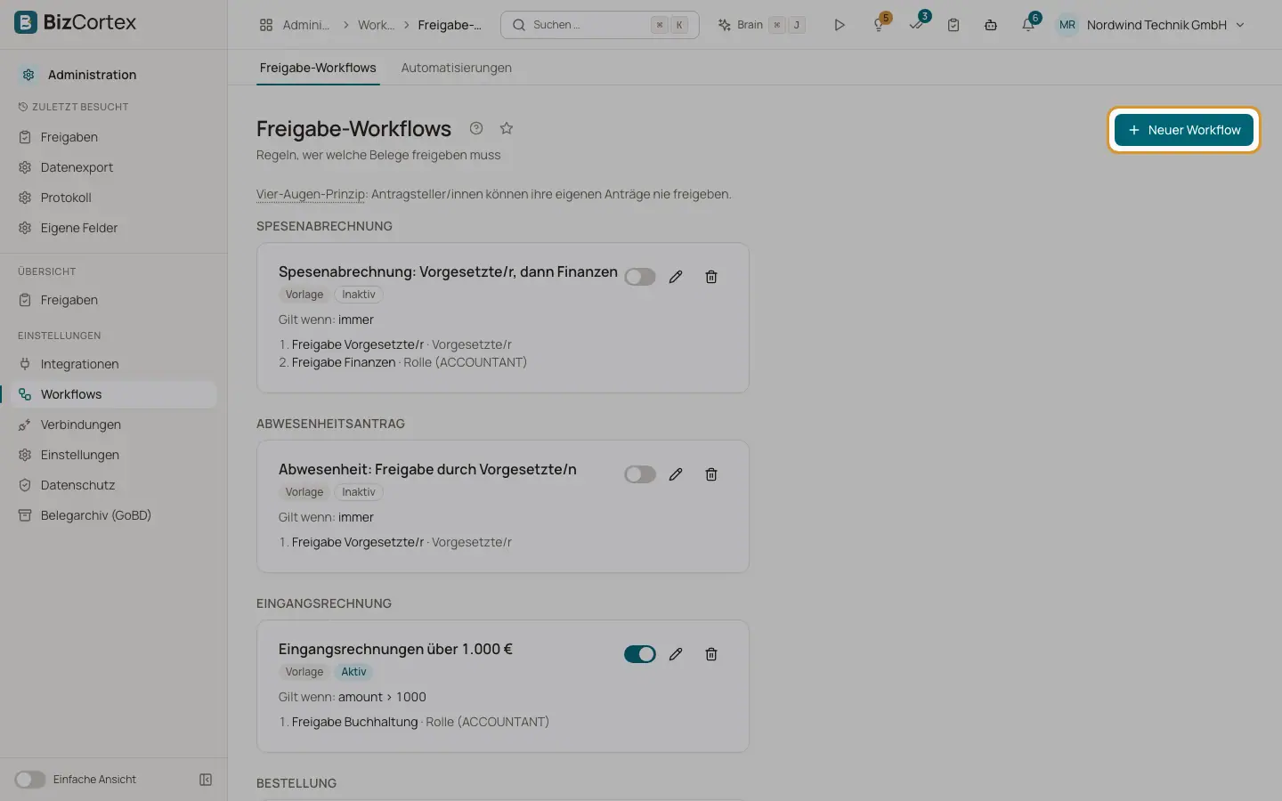 Freigabe Workflows