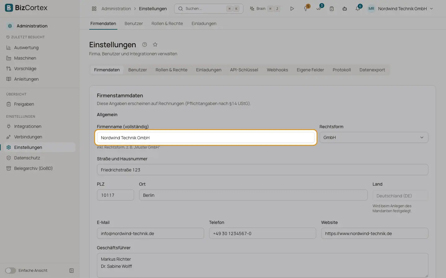 Firmenstammdaten