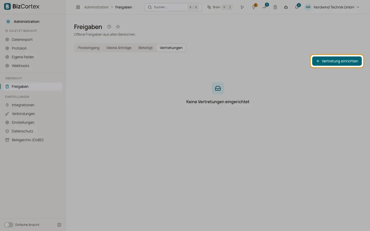 Vertretungen für Freigaben
