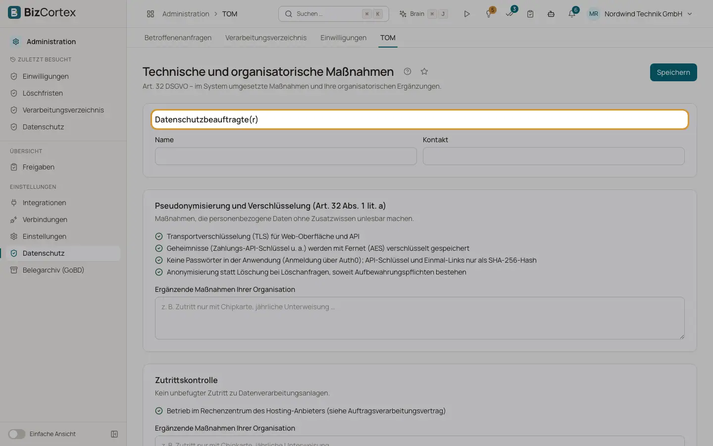 Technische und organisatorische Maßnahmen
