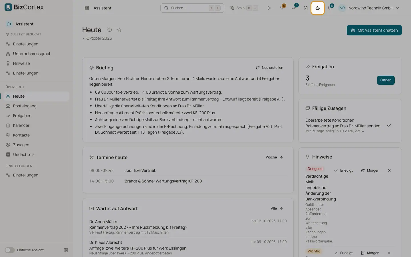 Mit dem Assistenten chatten