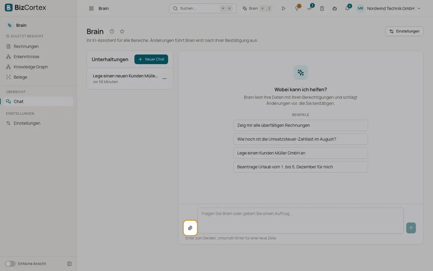 Dateien an eine Brain Unterhaltung anhängen