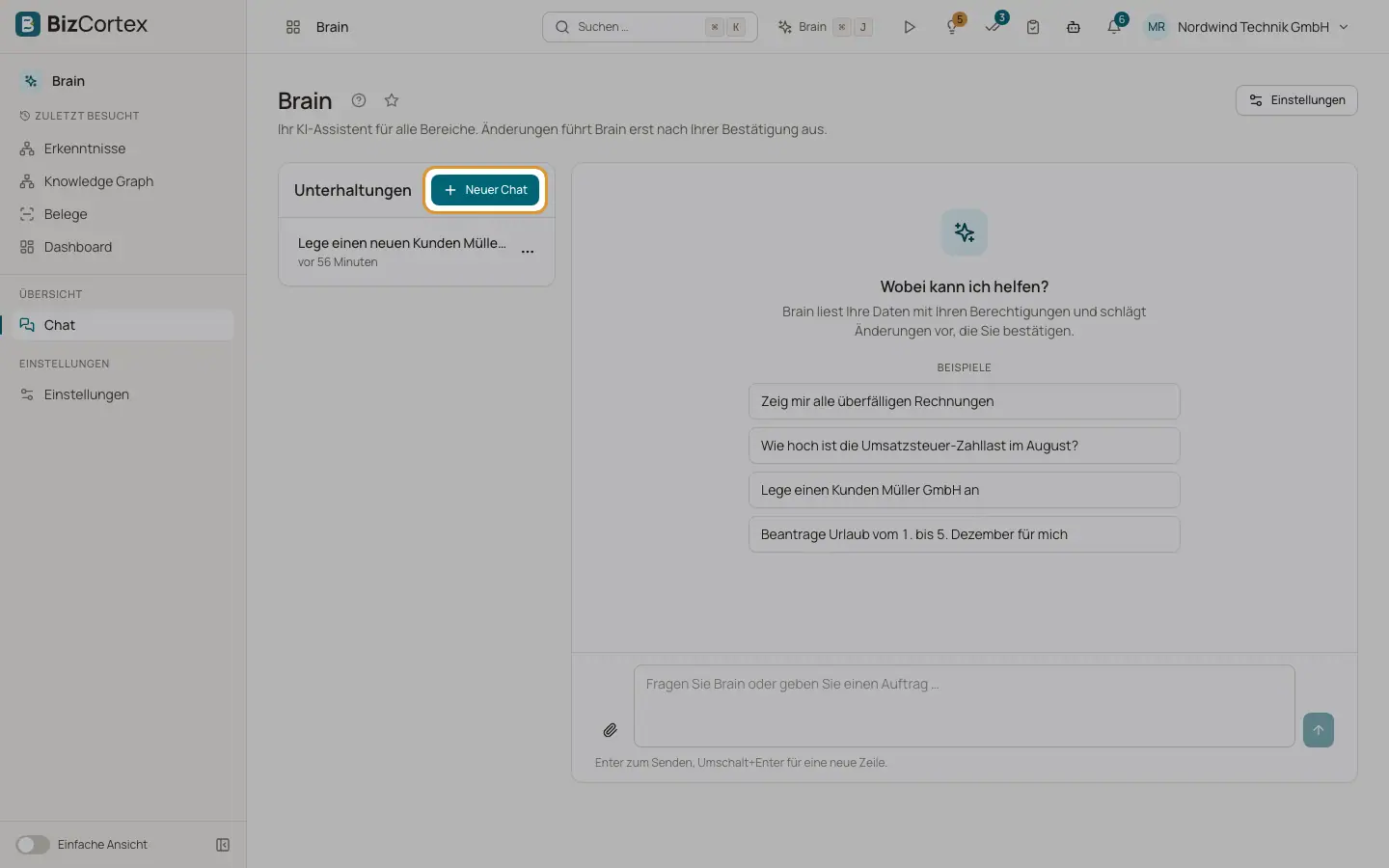 Der Brain Chat und Ihre Unterhaltungen