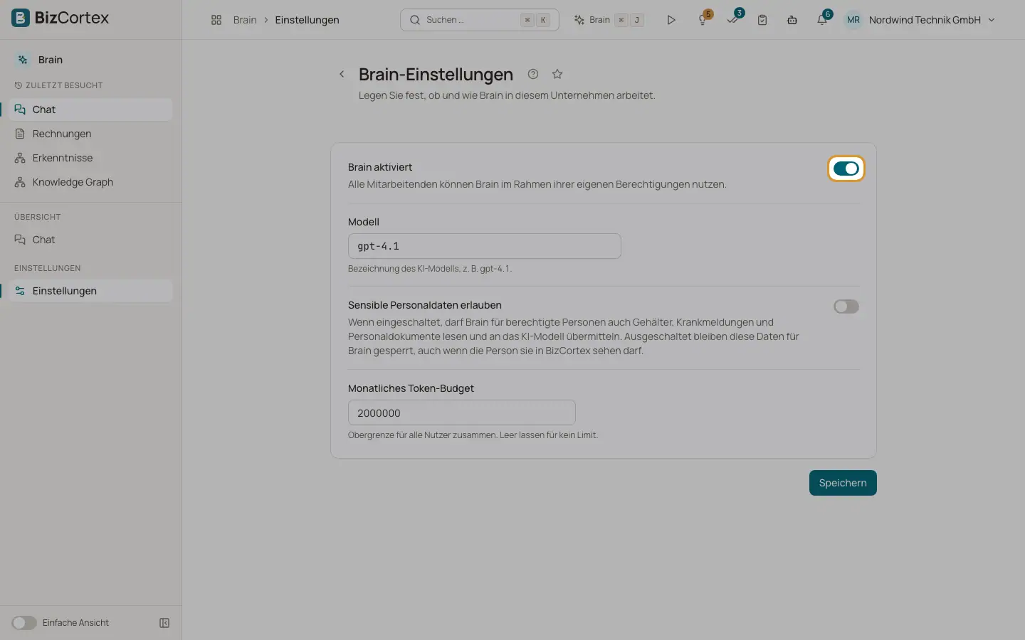 Brain Einstellungen