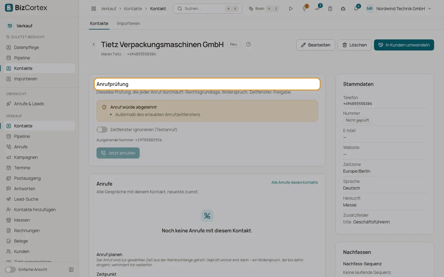 Anrufregeln: die Anrufprüfung