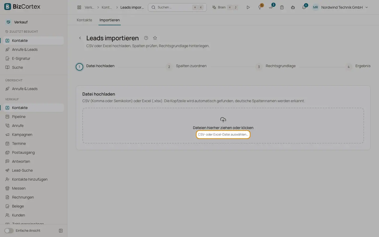 Kontakte aus CSV oder Excel importieren