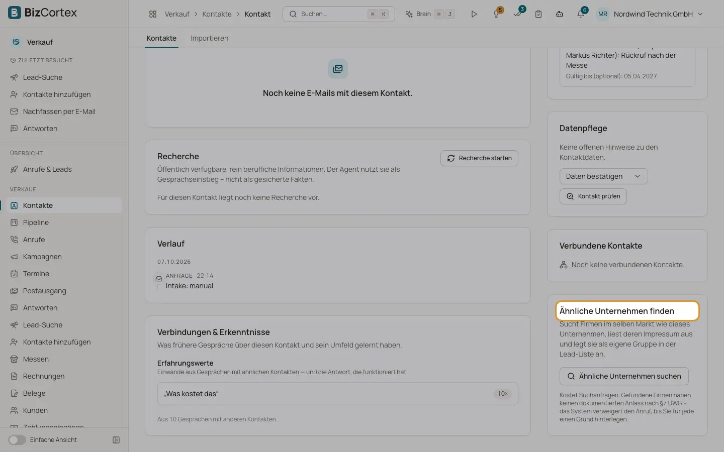 Ähnliche Firmen und Kontaktrecherche