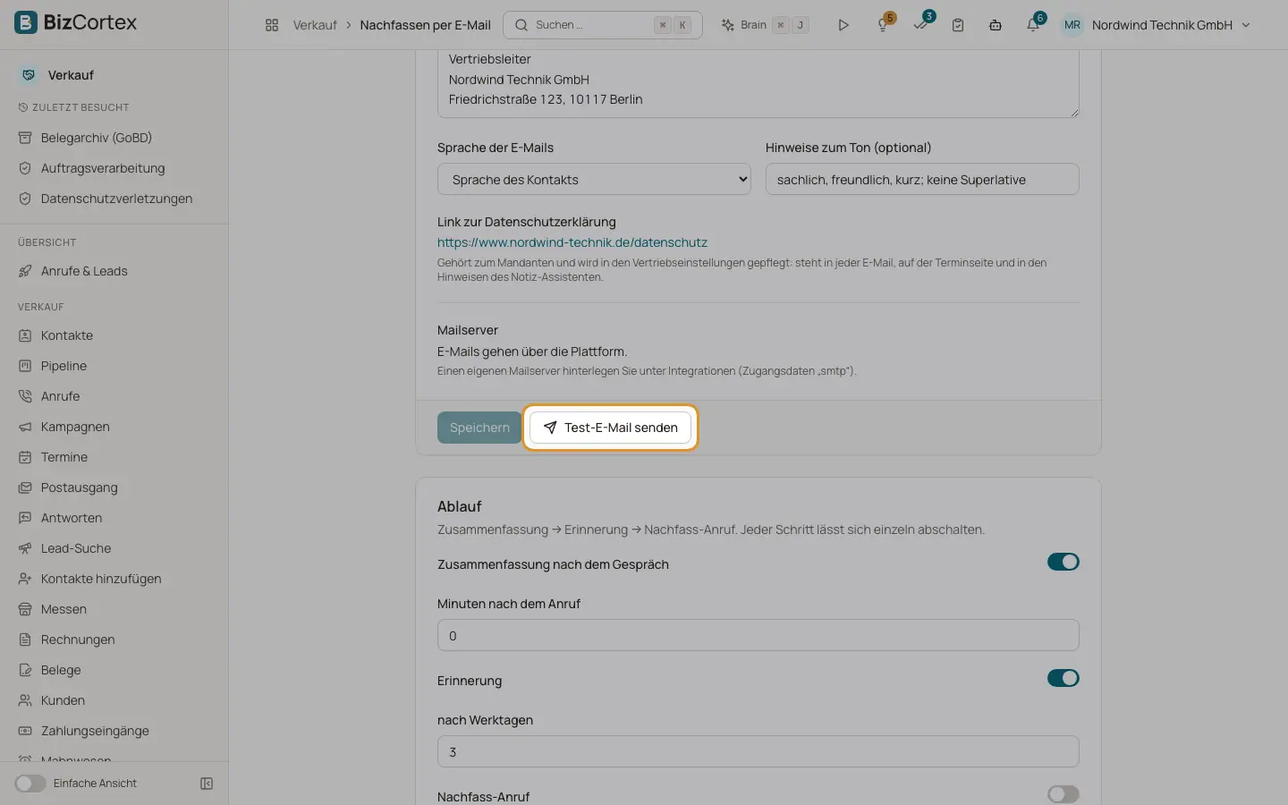 Absenderadresse und Mailserver
