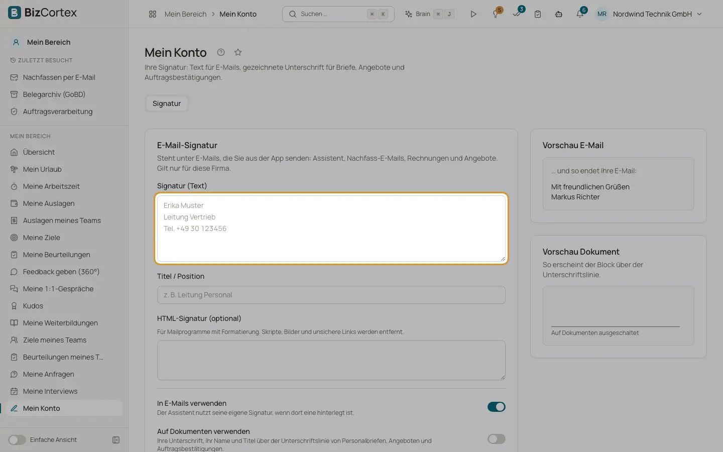 Ihre EMail Signatur und Ihre Unterschrift