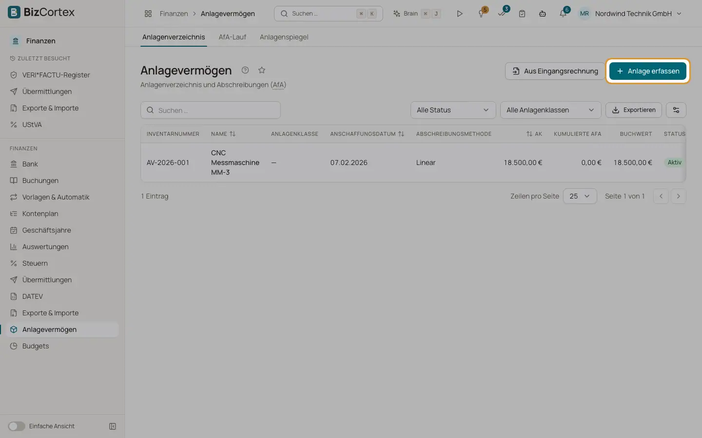 Anlage anlegen und bearbeiten