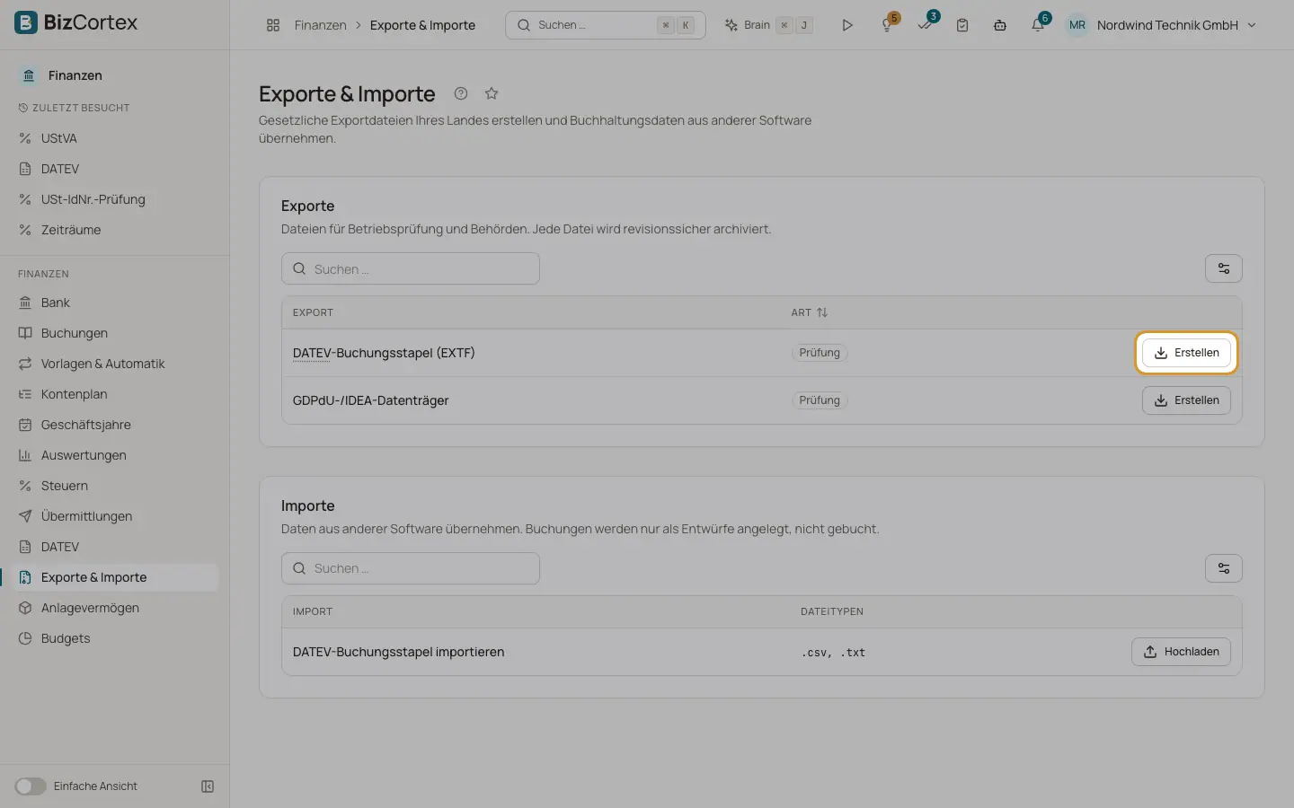 Exporte und Importe für Behörden und Prüfer