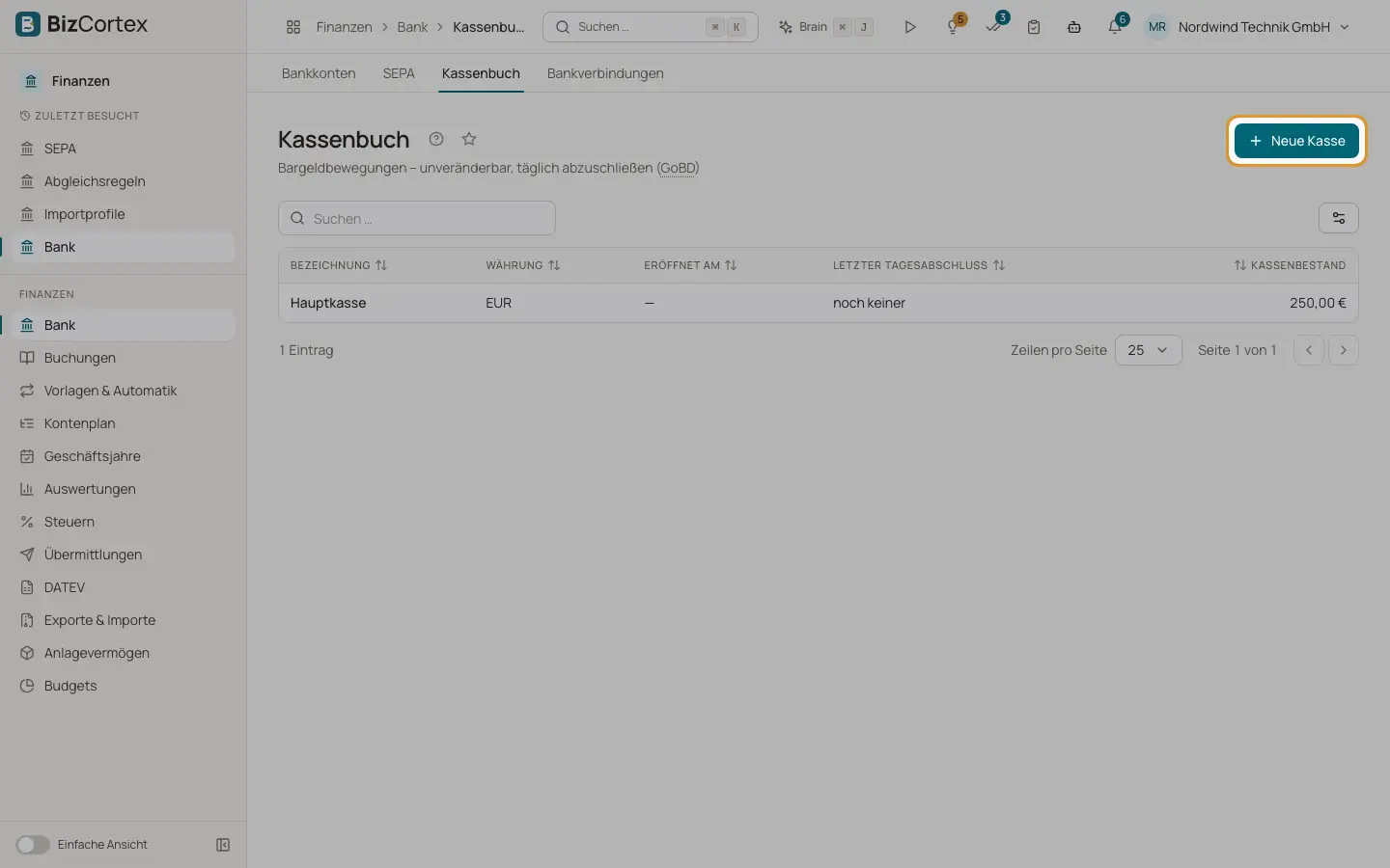 Kassenbuch: Kassen