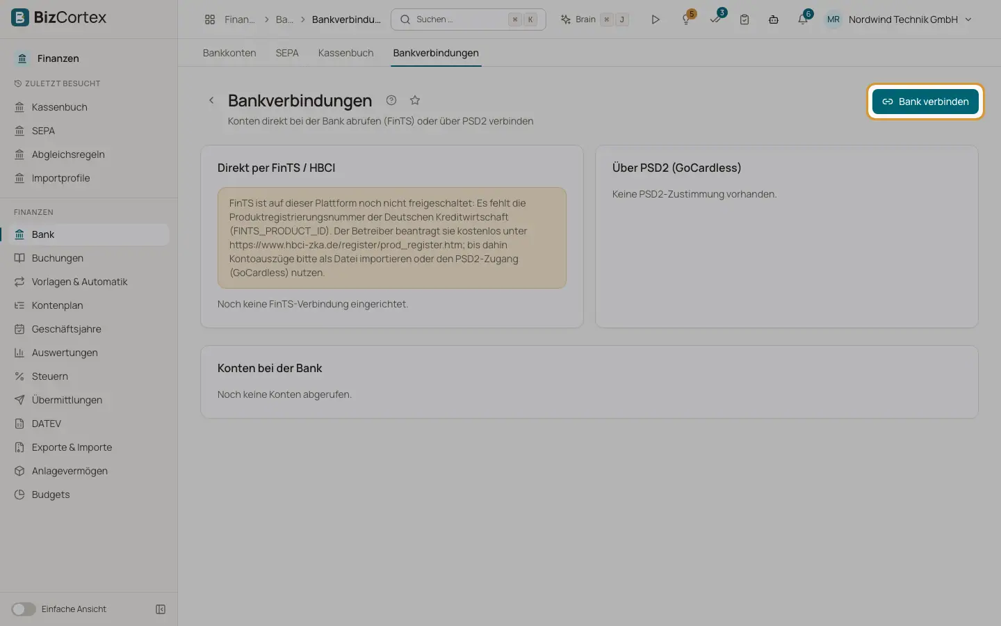 Bankverbindungen im Überblick