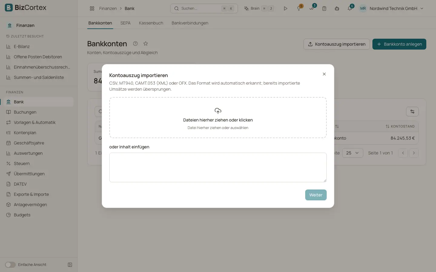 Unterstützte Auszugsformate