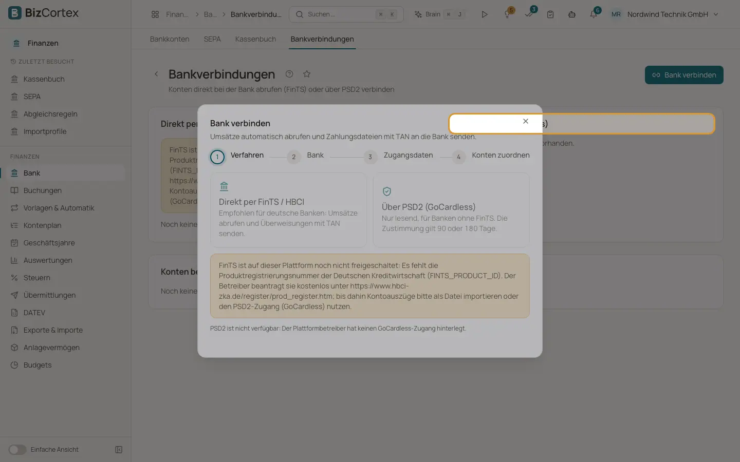 Bank per PSD2 verbinden