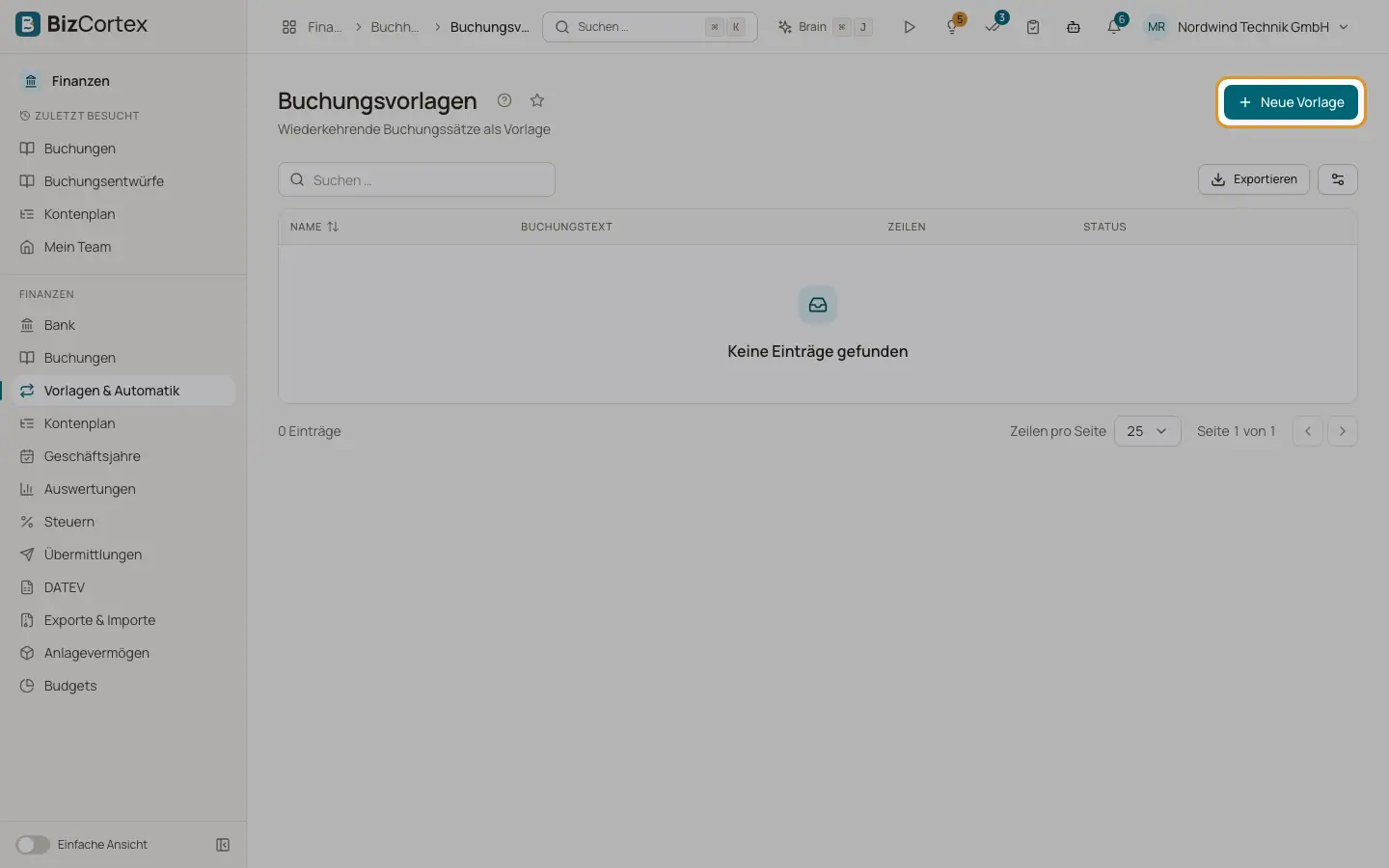 Buchungsvorlagen