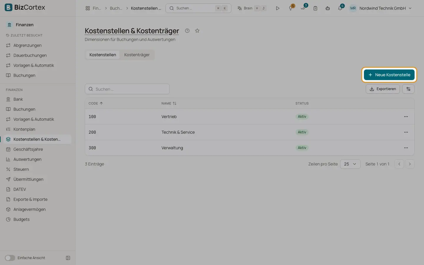 Kostenstellen und Kostenträger