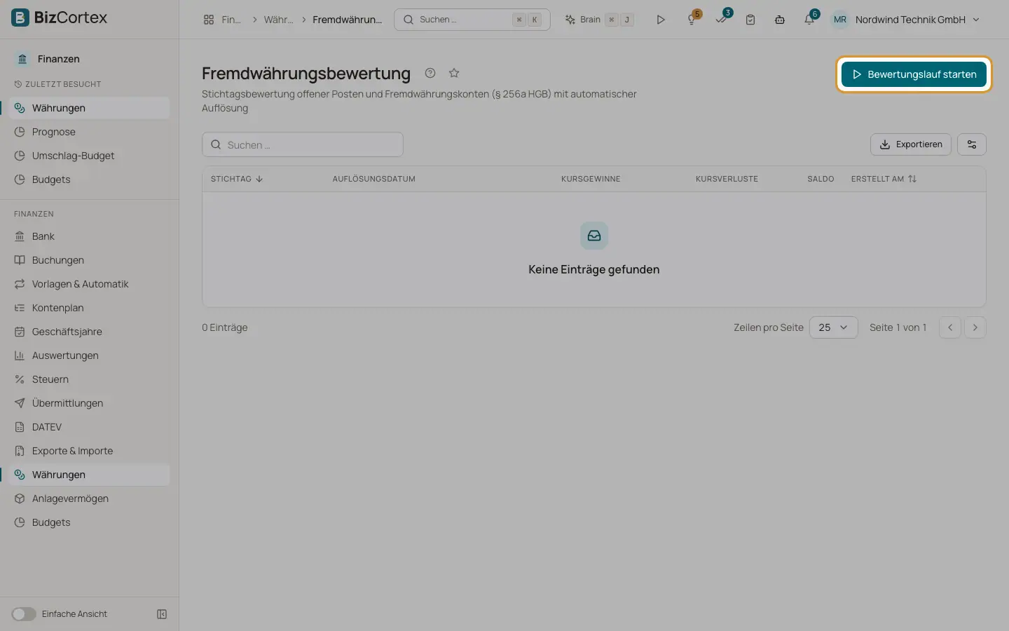 Fremdwährungsbewertung zum Periodenende