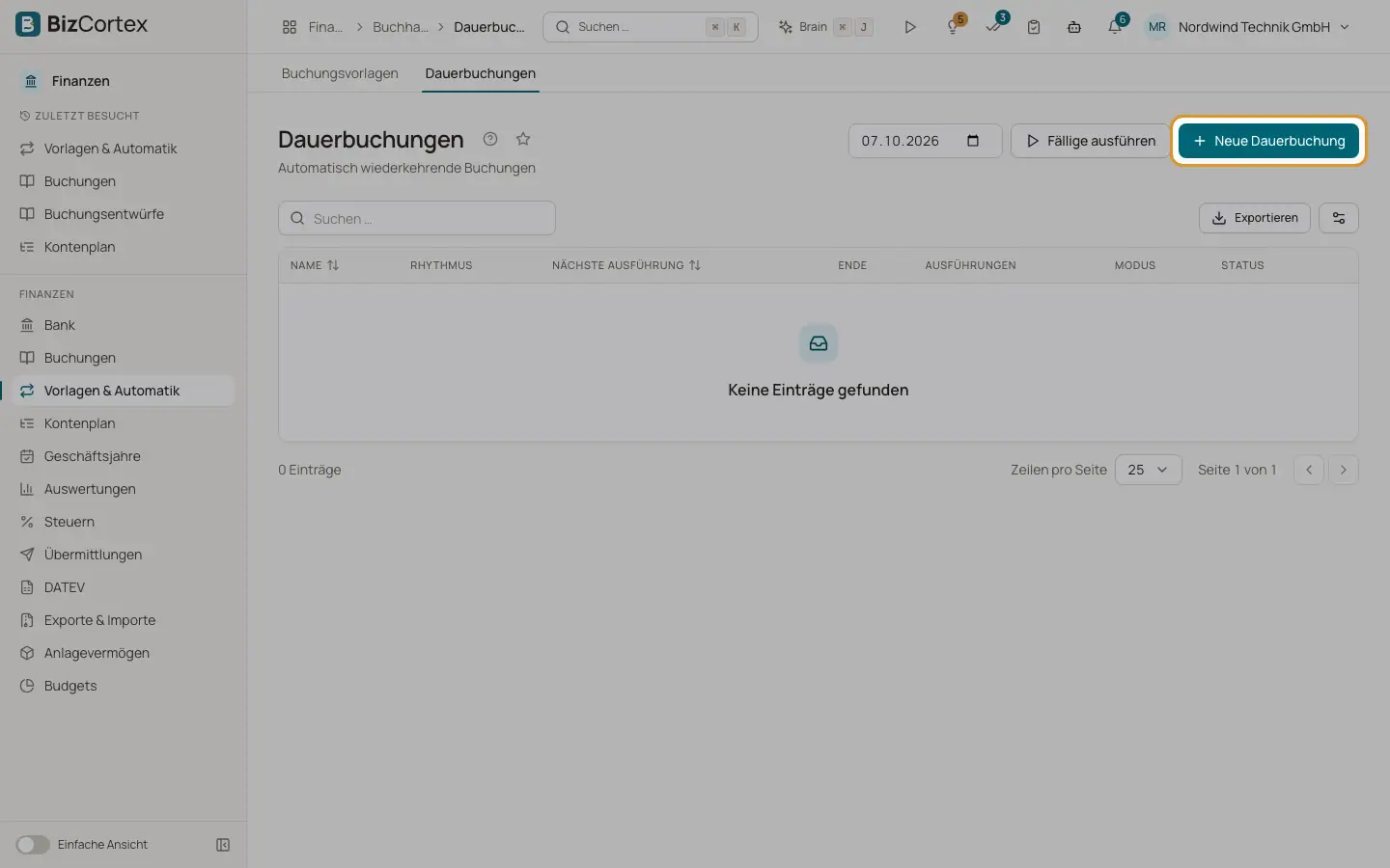 Dauerbuchungen