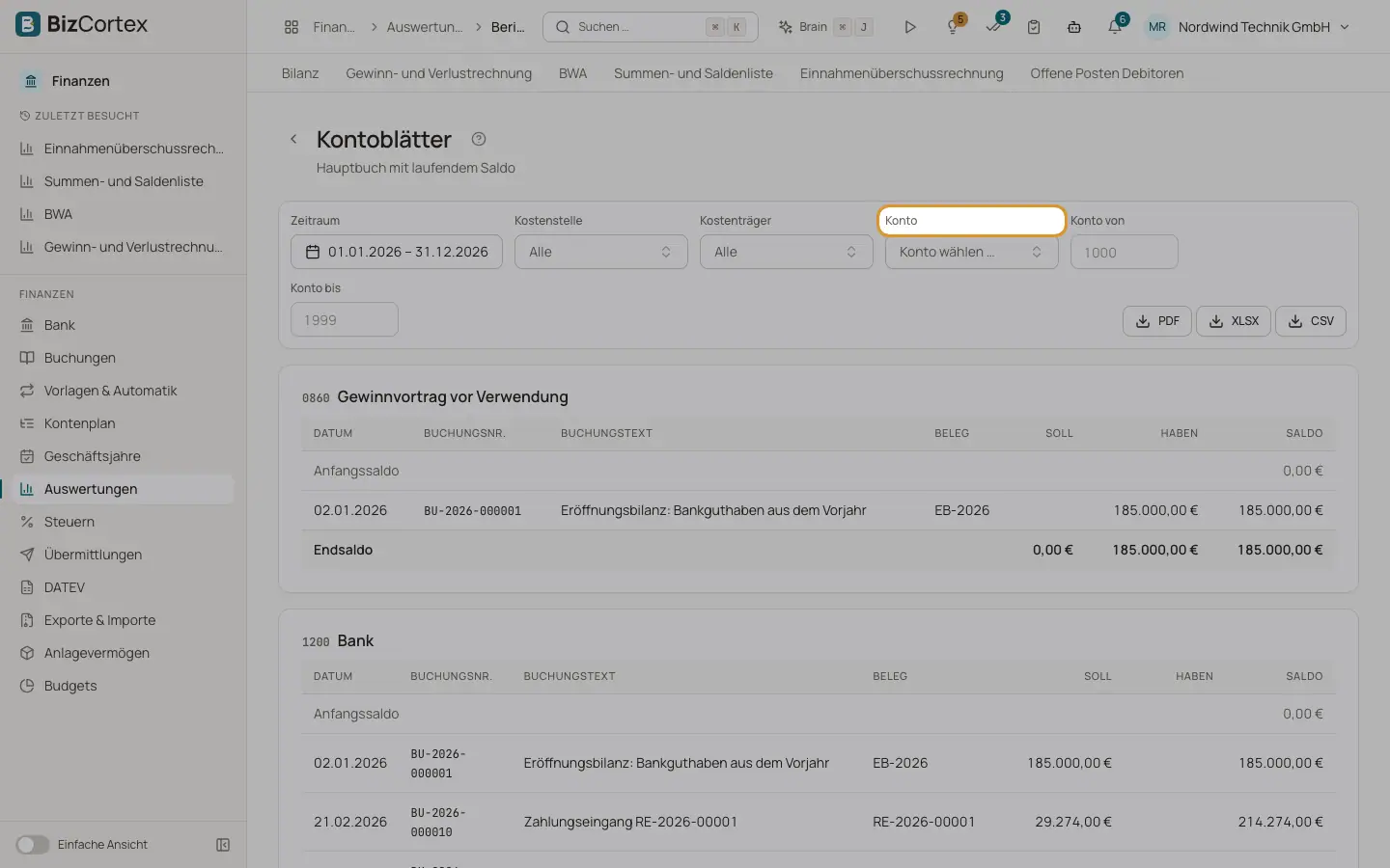 Kontoblätter