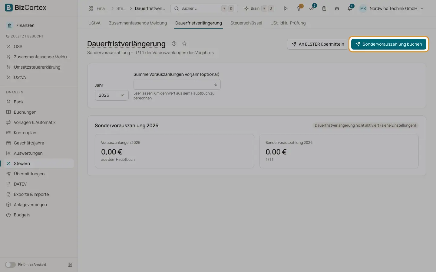 Dauerfristverlängerung und Sondervorauszahlung