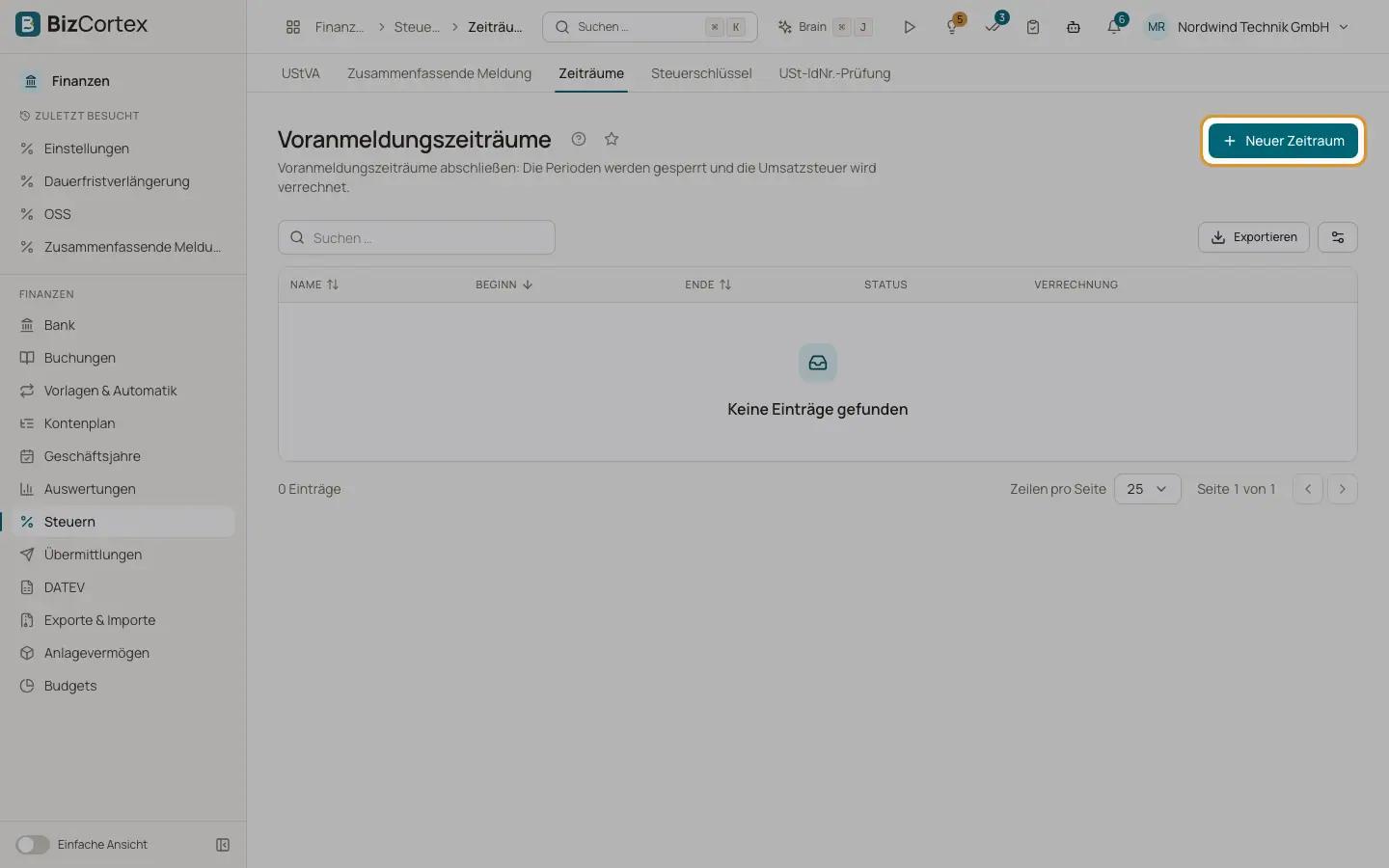 Voranmeldungszeiträume