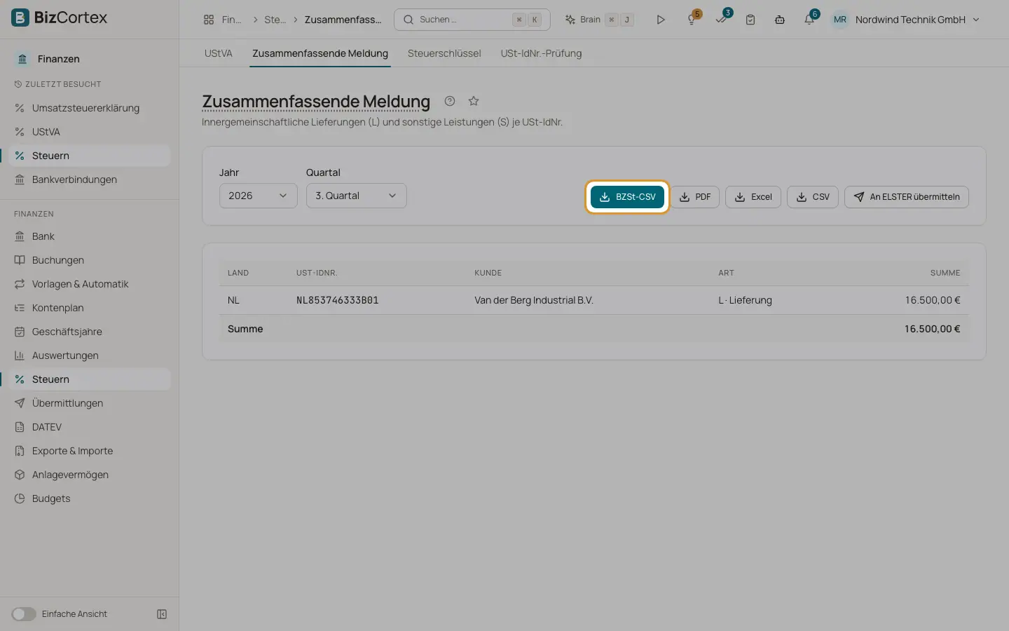 Zusammenfassende Meldung (ZM)