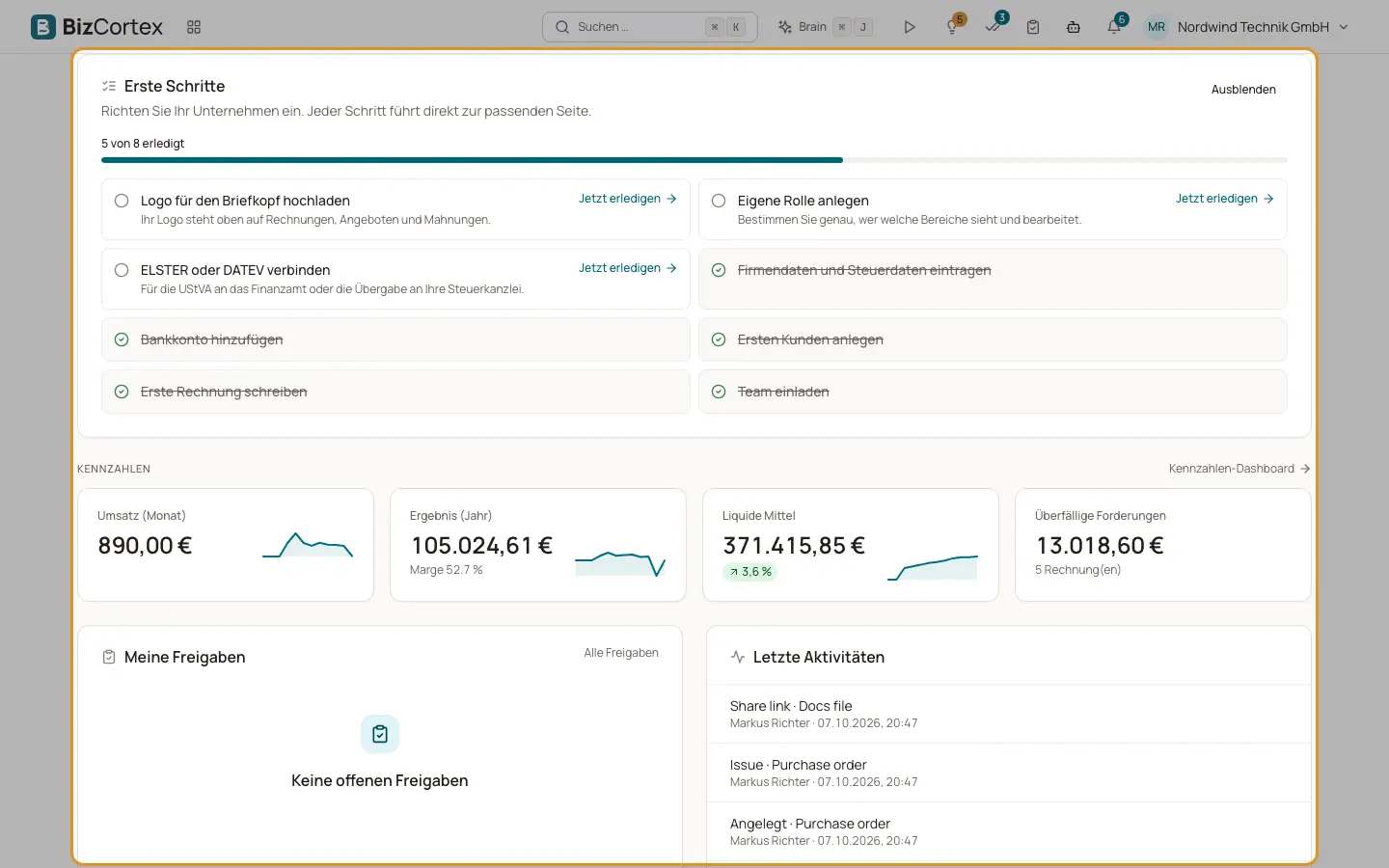 Widgets der Startseite