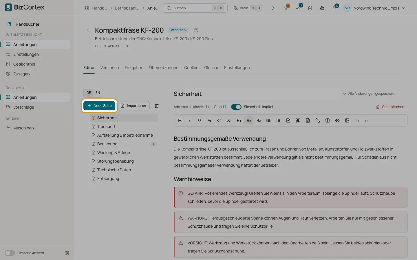 Reiter Editor: Seiten schreiben