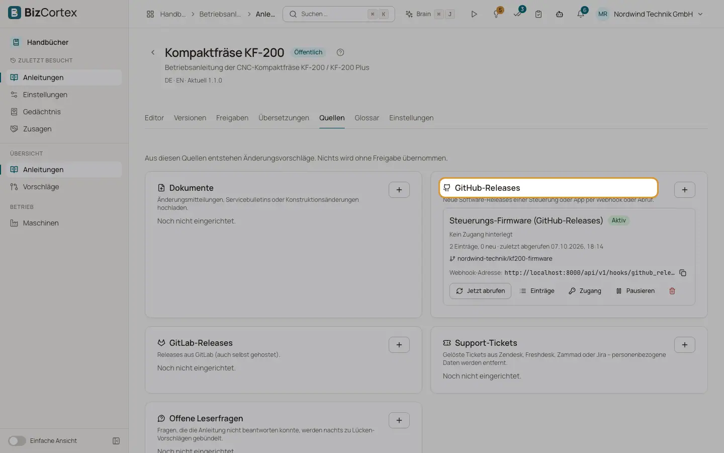 Reiter Quellen: woher Aktualisierungen kommen
