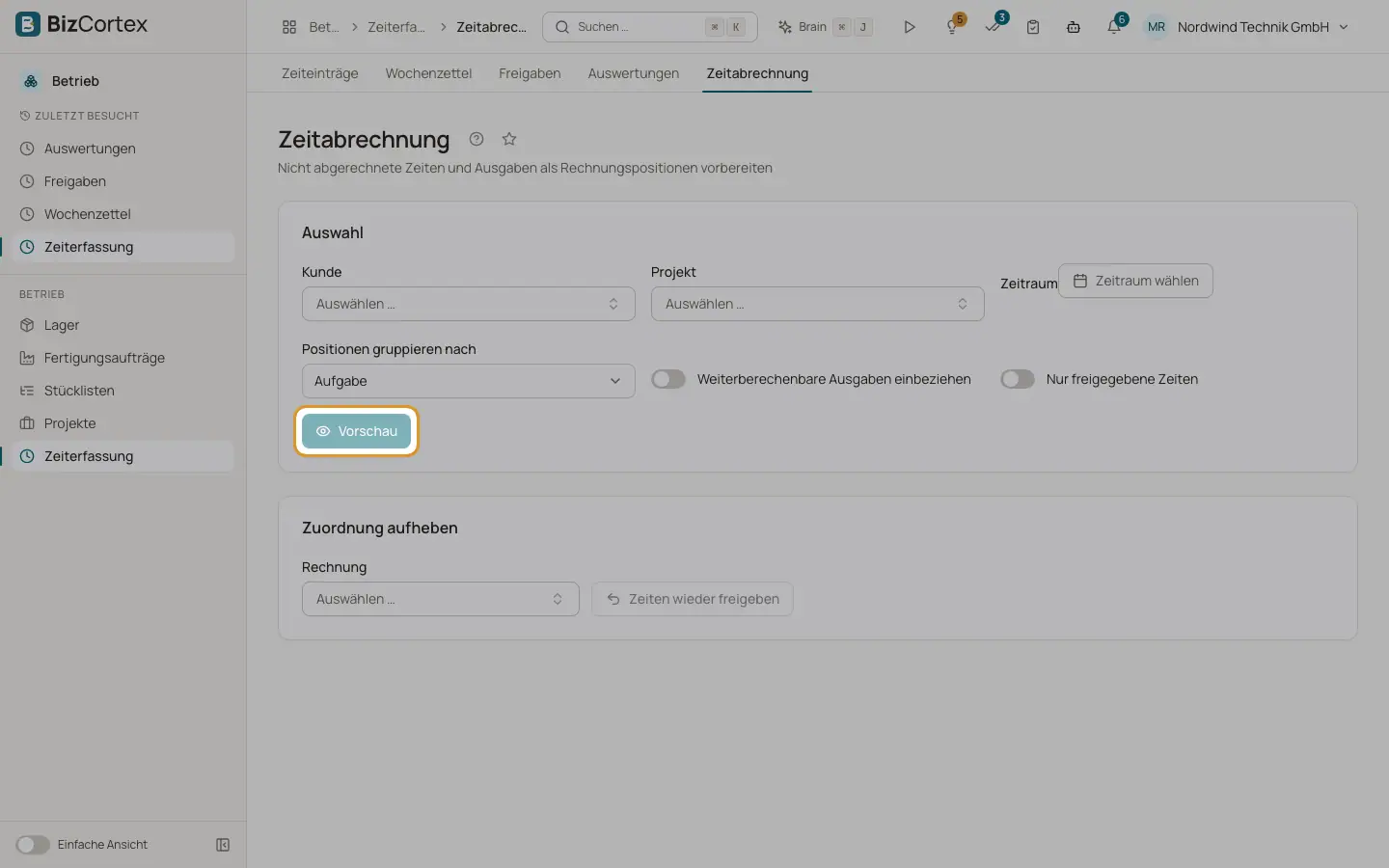 Zeitabrechnung