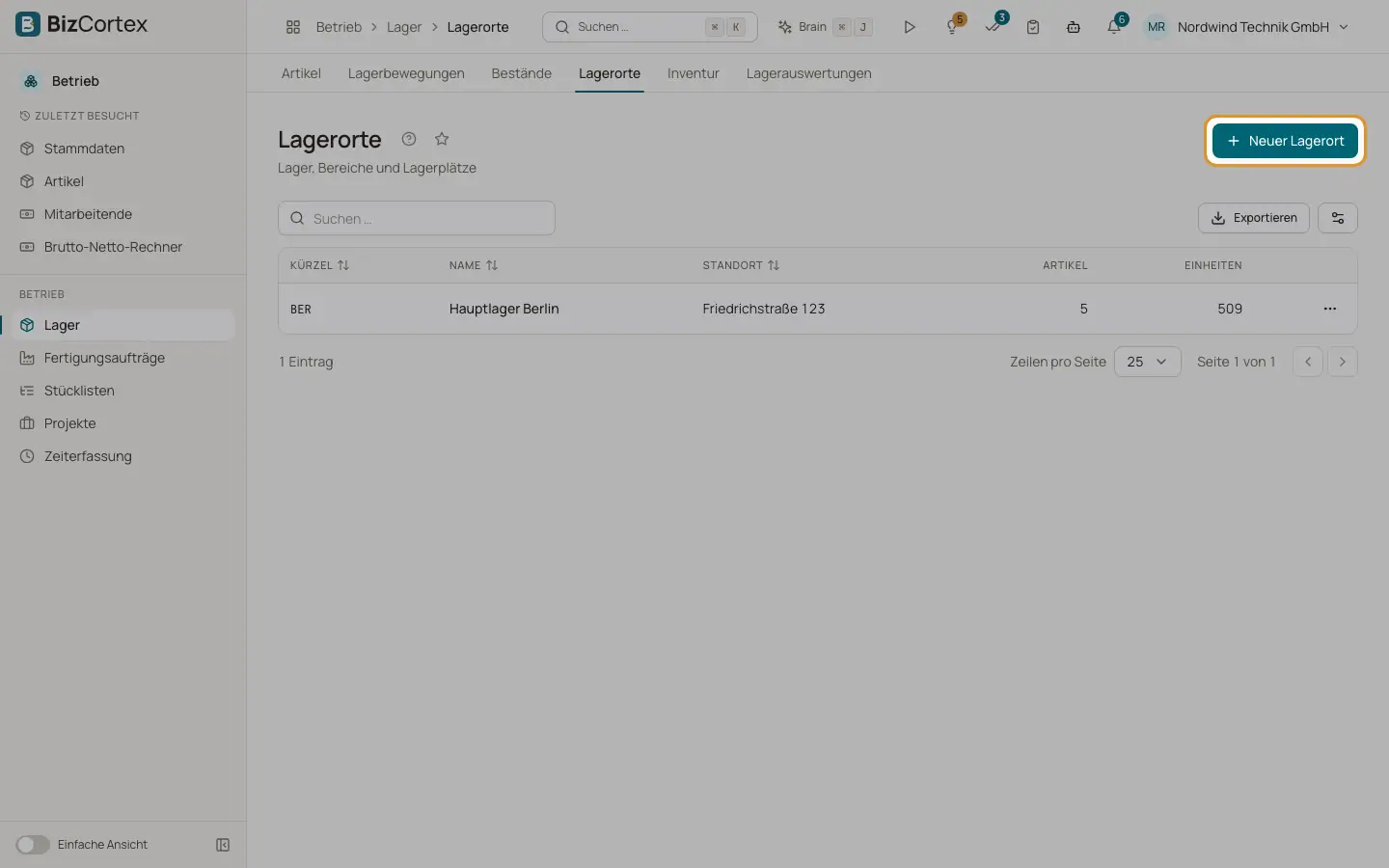 Lagerorte und Lagerplätze
