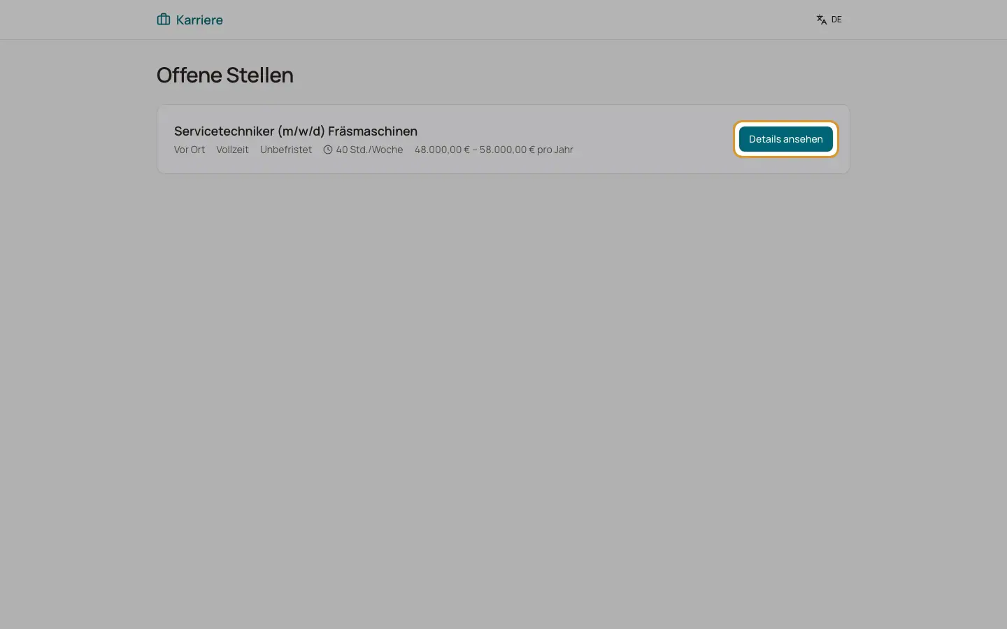 Karriereseite und Bewerbungen