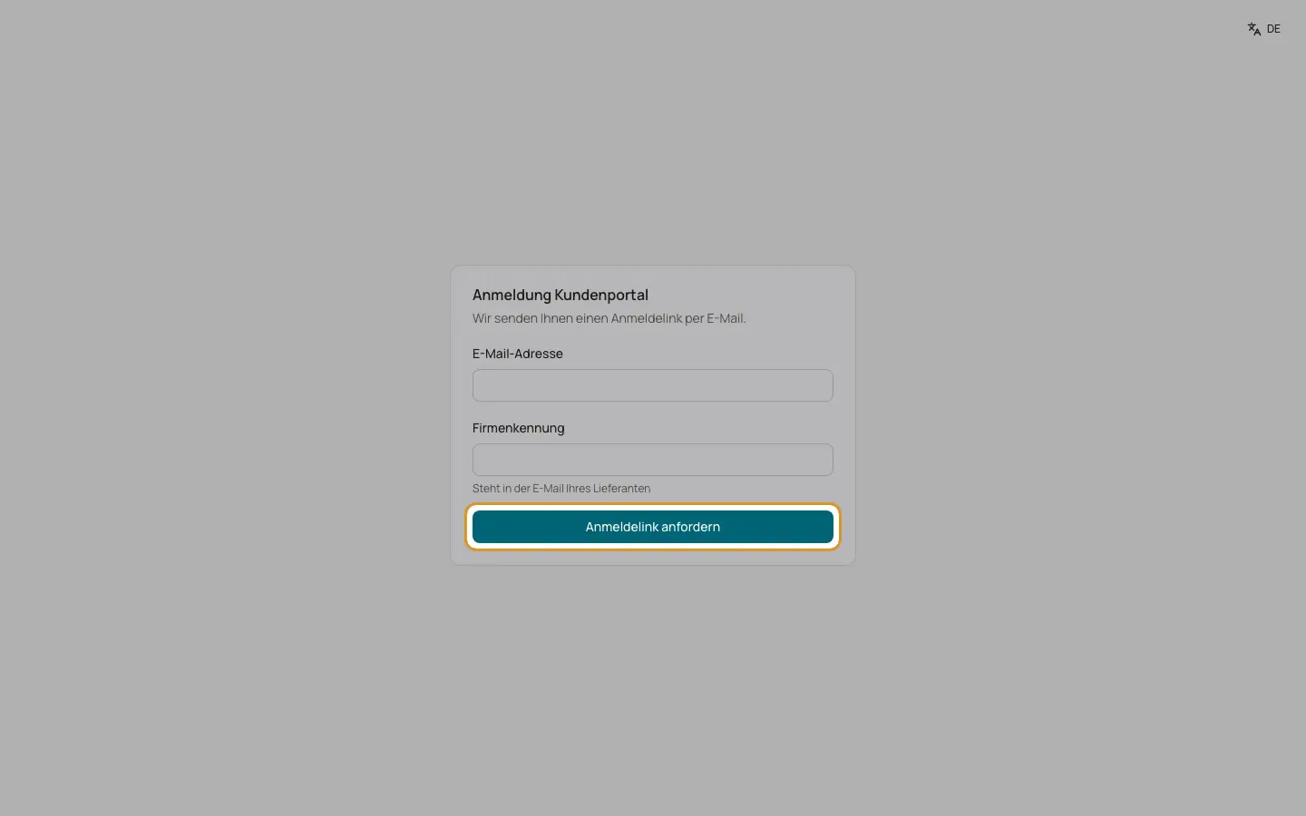 Anmeldung am Kundenportal