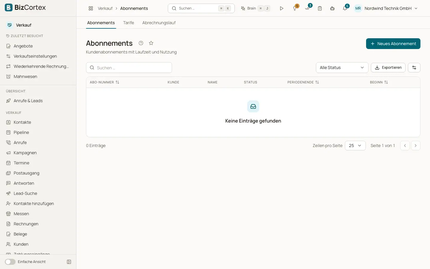 Abonnements und nutzungsbasierte Abrechnung