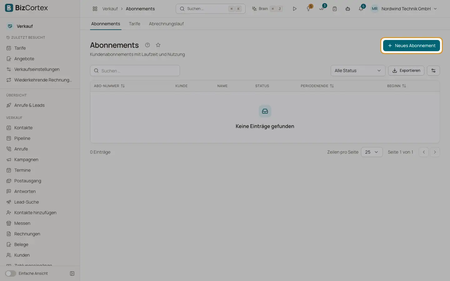 Abonnements: anlegen, ändern und kündigen