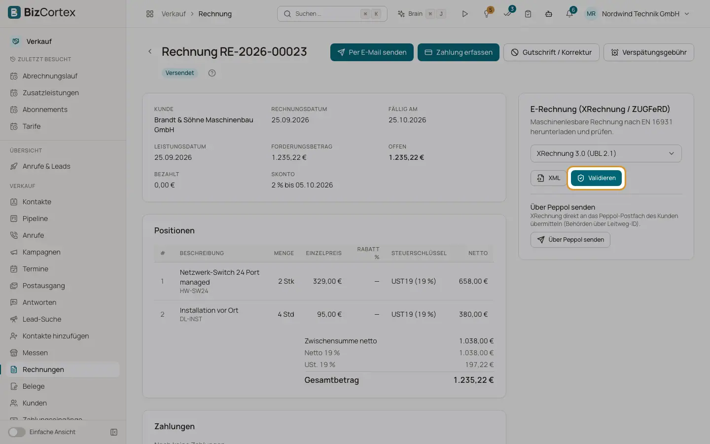 Ausgehende elektronische Rechnungen