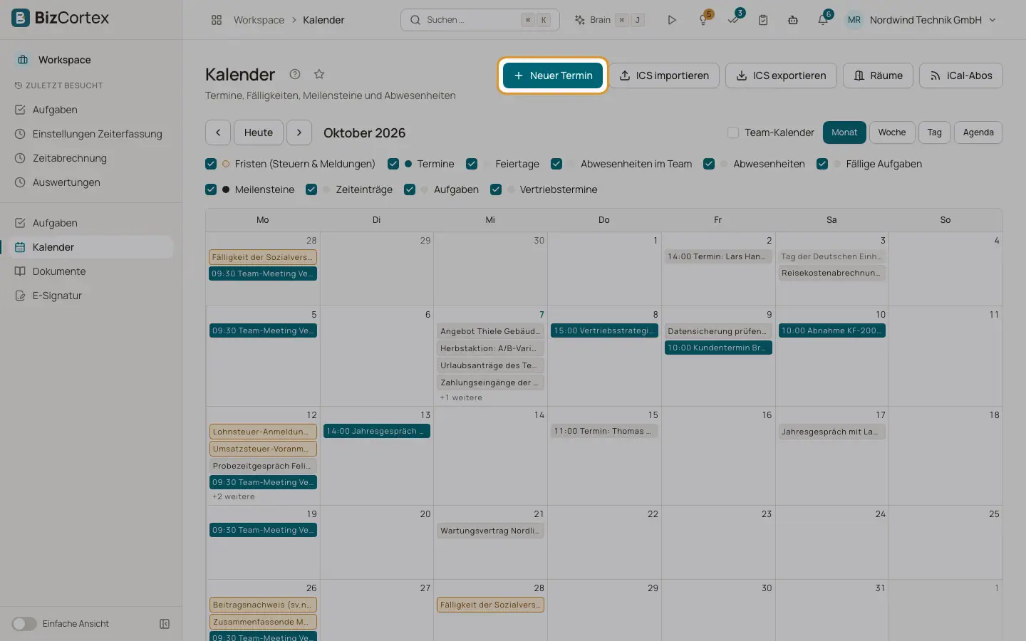 Kalender: Termine anlegen und bearbeiten