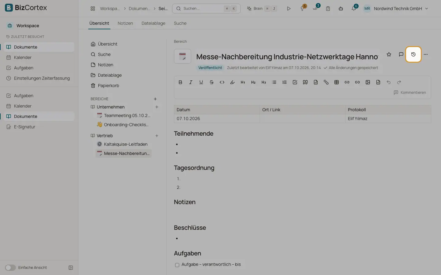 Dokumente: Versionen und Kommentare