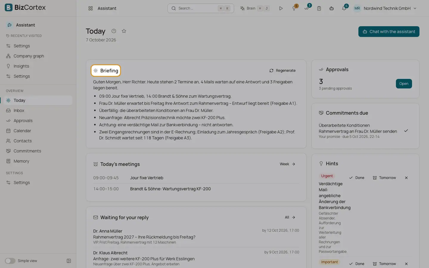 I dag og morgenbriefingen