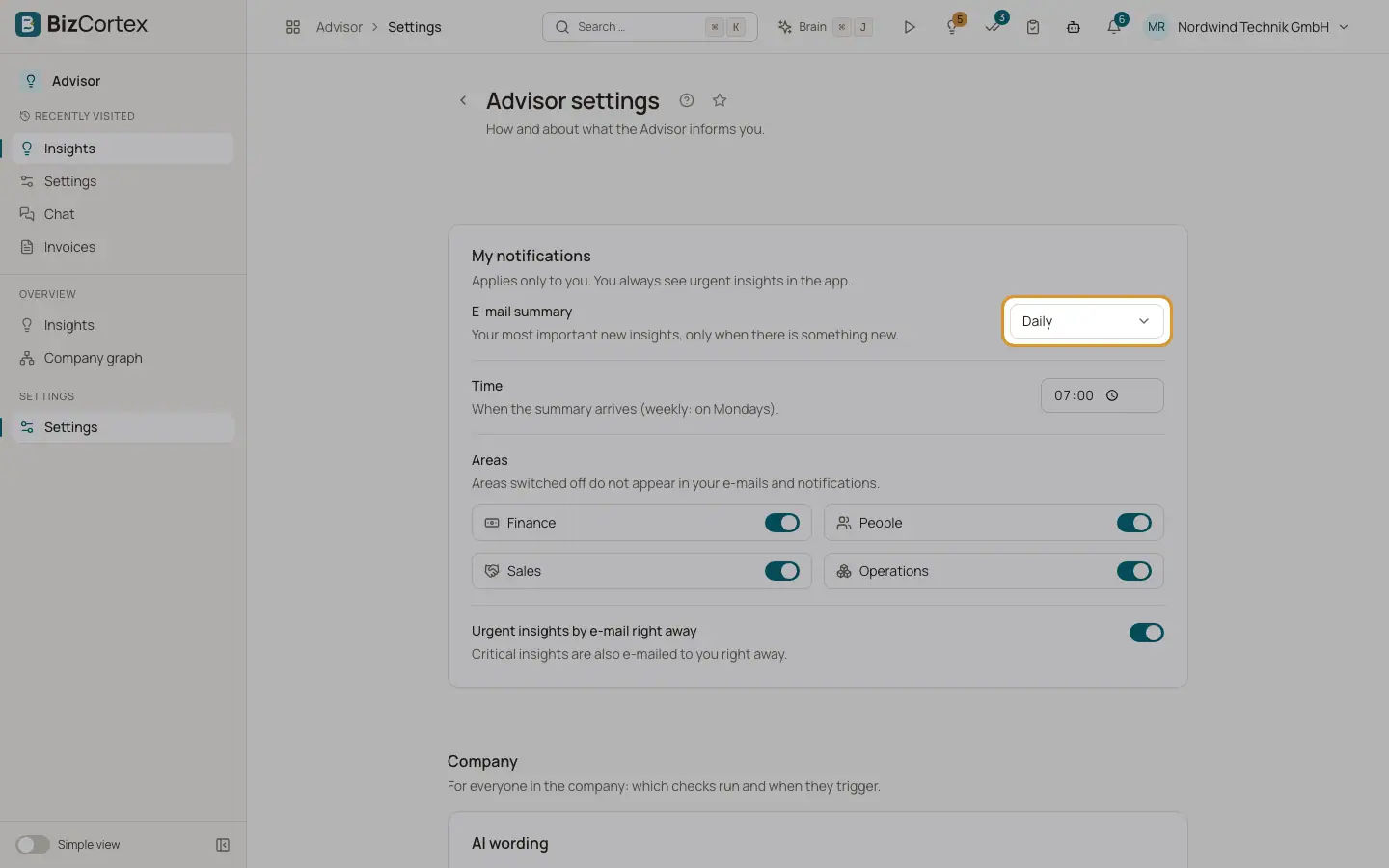 Sus notificaciones de Advisor