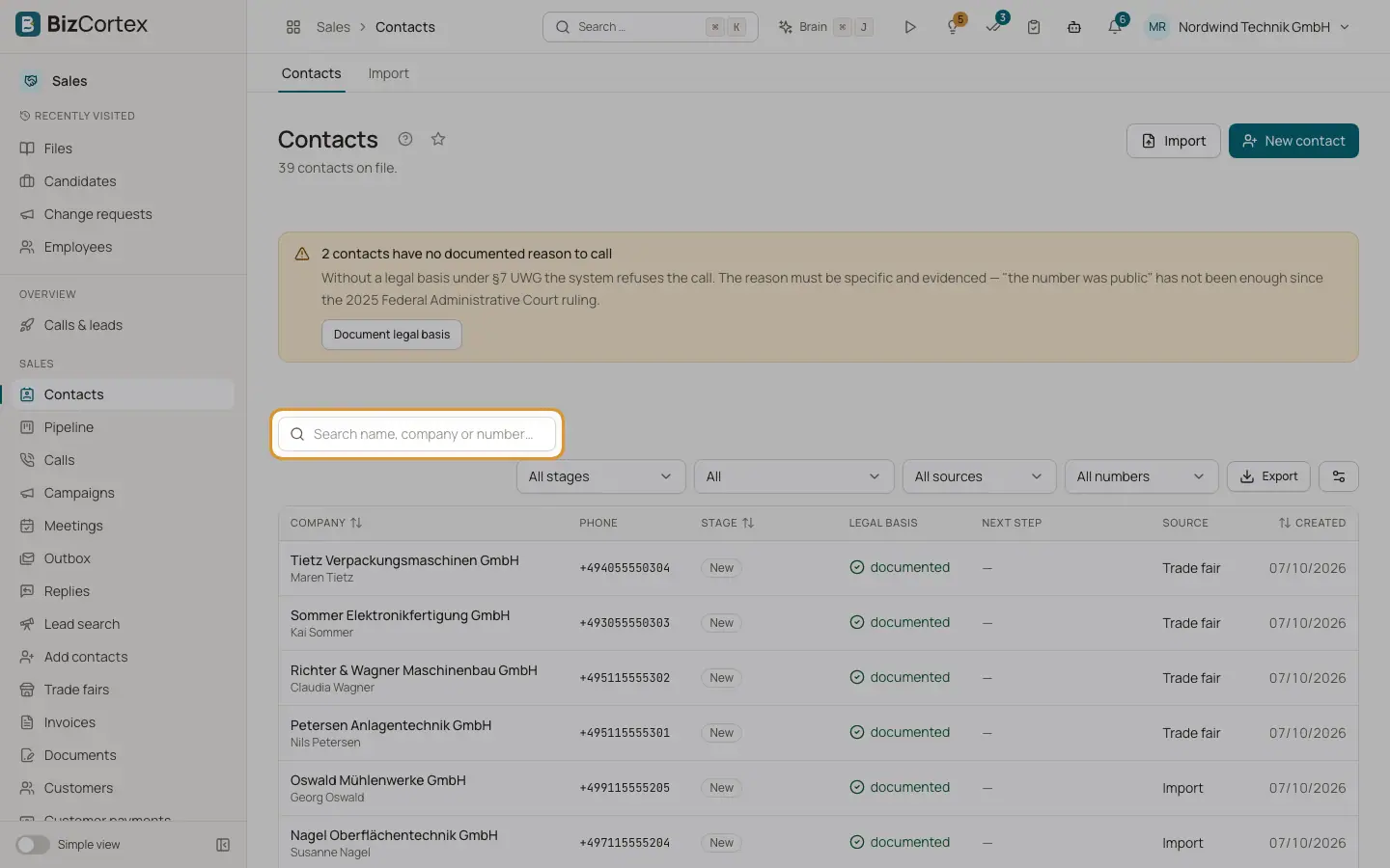 Lista de contactos