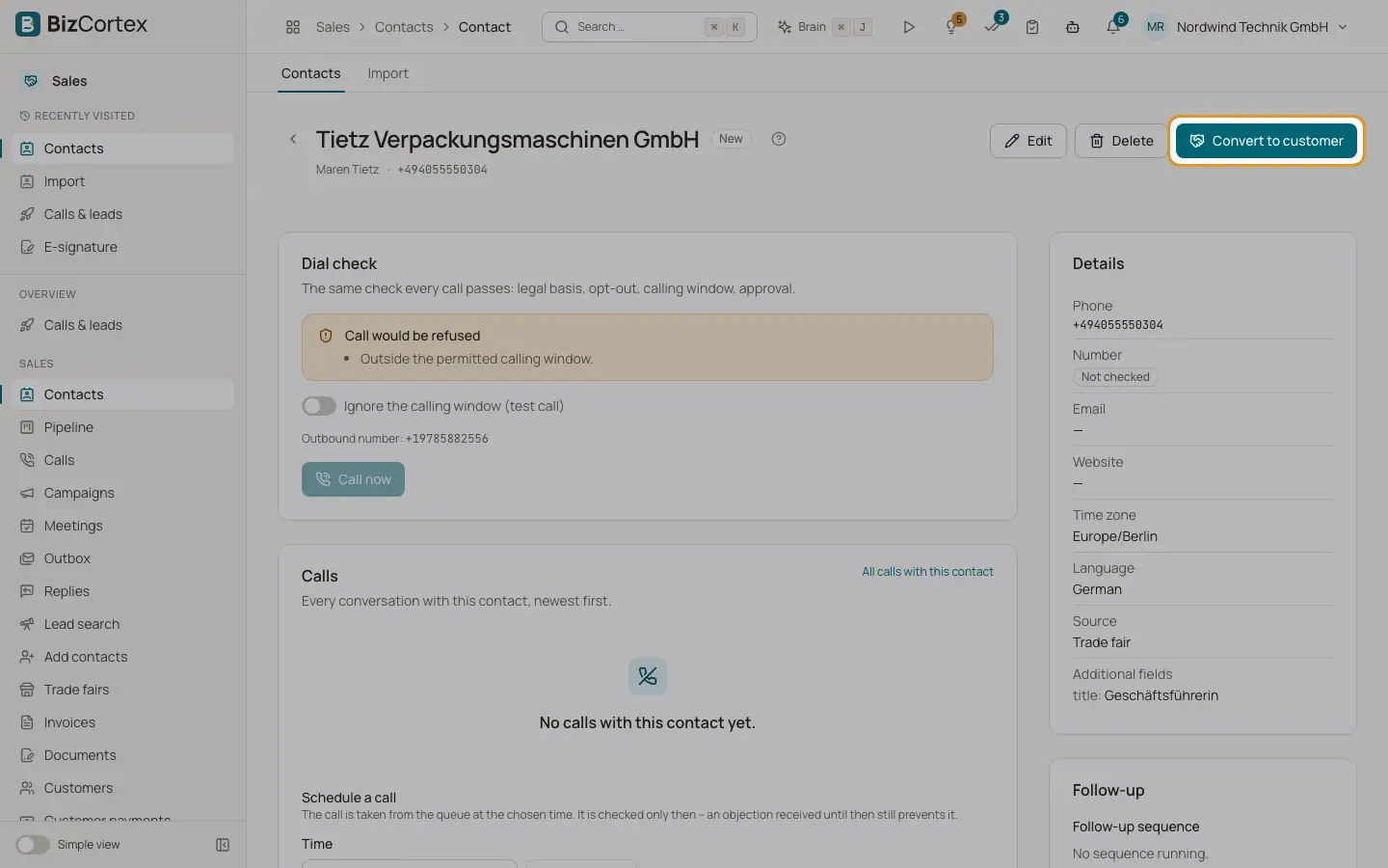 Konvertér en kontakt til kunde