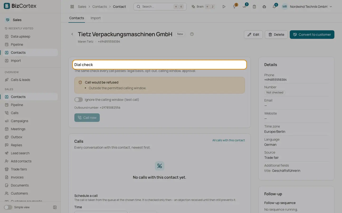 Opkaldsregler: opkaldskontrollen