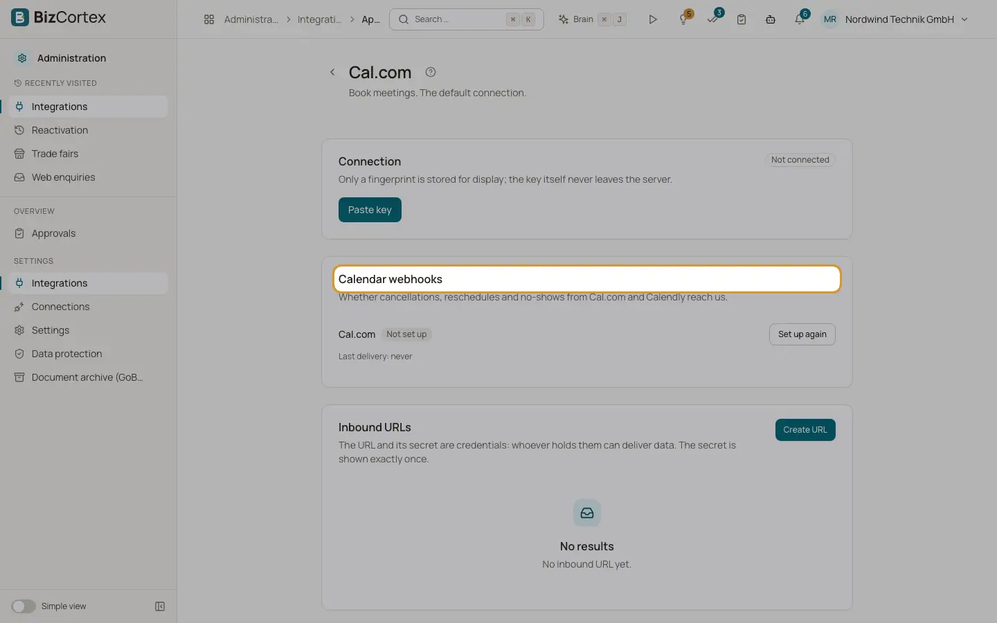 Indgående URL'er, kalenderwebhooks og leverancer