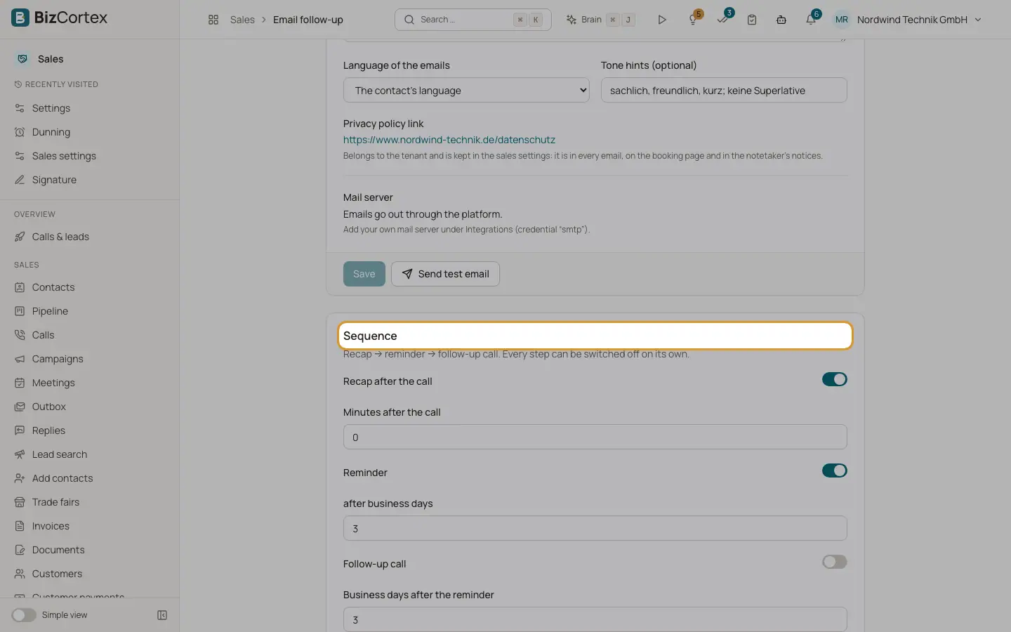 Emails de relance et de rendez vous de l’agent commercial