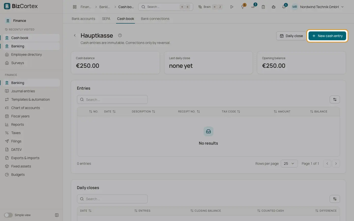 Kasseposteringer, reverseringer og dagsavslutning