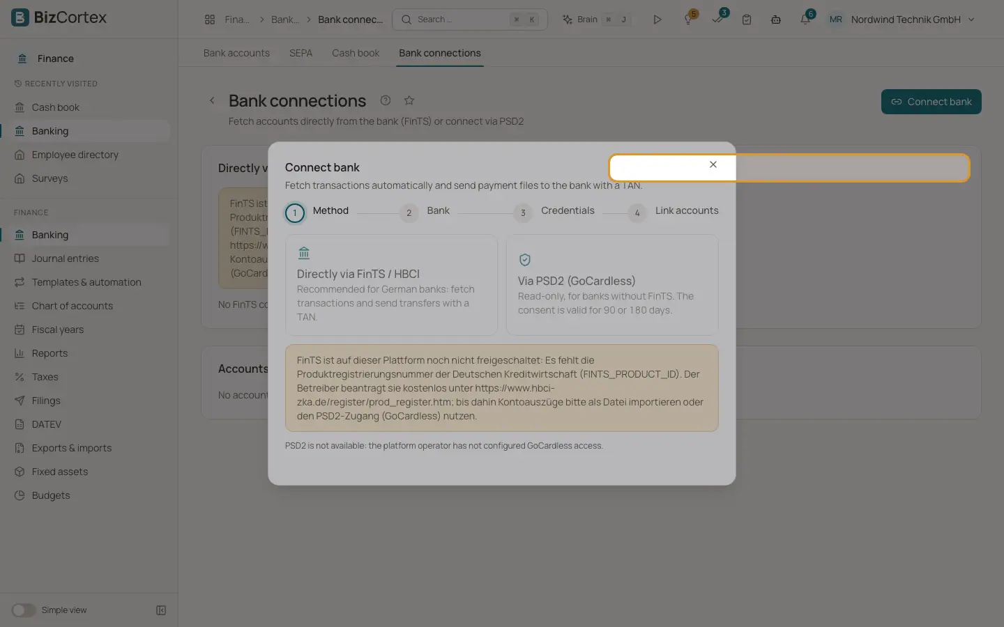 Forbind en bank med PSD2